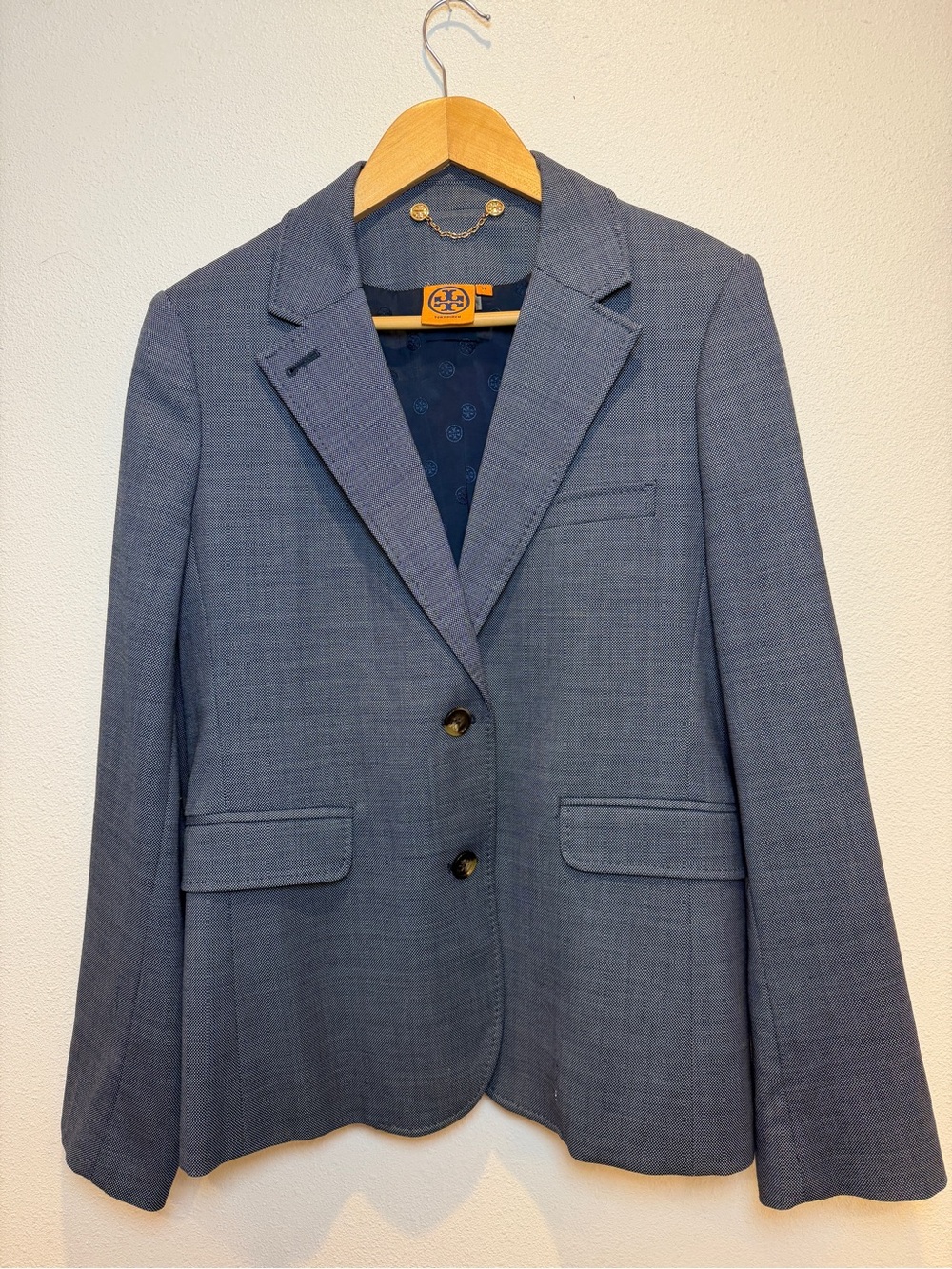 Tory Burch Women's Gray-Blue Tailored Blazer Size 14 Excellent Condition